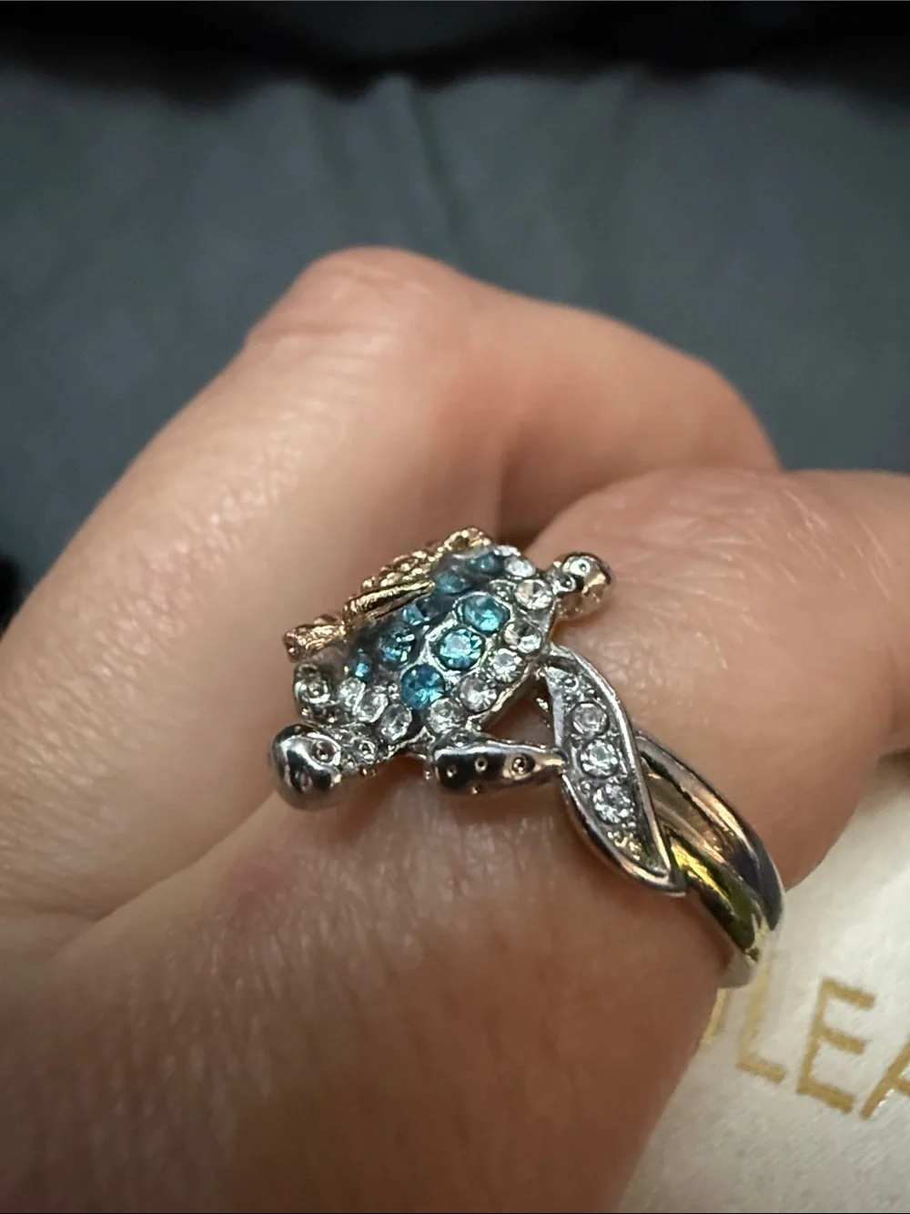 925‎ Mom loves you forever turtle ring